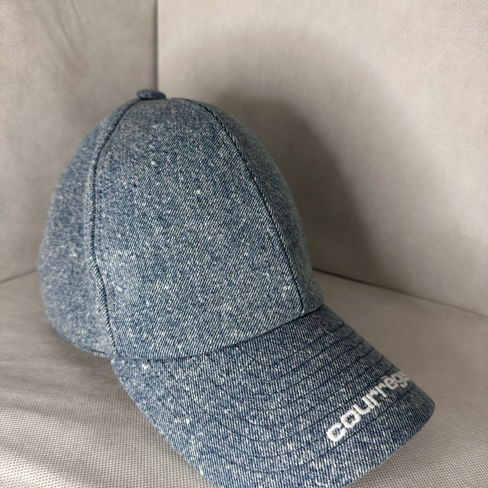 Courreges Logo Blue Denim Cap Size Medium